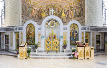 Carved marble iconostasis of the Orthodox Church