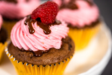 Chocolate raspberry cupcakes