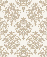 Seamless damask pattern in  beige. Seamless victorian wallpaper. Vintage ornament for wallpaper, printing on the packaging paper, textiles