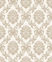 Poster Seamless damask pattern in beige. Seamless victorian wallpaper. Vintage ornament for wallpaper, printing on the packaging paper, textiles © psk55