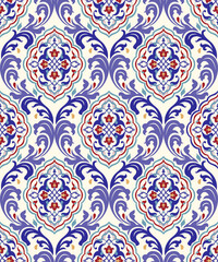 Seamless colorful pattern in turkish style. Vintage decorative elements. Hand drawn background. Islam, Arabic, Indian, ottoman motifs. Perfect for printing on fabric, ceramic tile or paper. Vector.