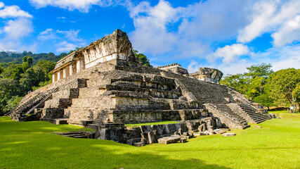 Architecture of Palenque, was a pre-Columbian Maya civilization of Mesoamerica. Known as Lakamha (Big Water). UNESCO World Heritage