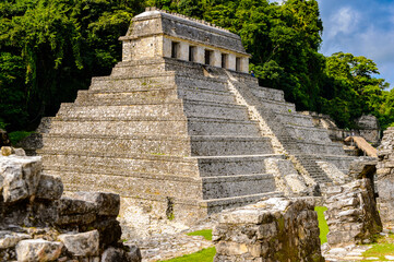 Fototapeta na wymiar Temple of the Inscriptions, Palenque, was a pre-Columbian Maya civilization of Mesoamerica. Known as Lakamha (Big Water). UNESCO World Heritage