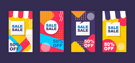 Naklejka premium Abstract sale colorful social media stories. - Vector.