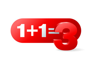 1 plus 1 is 3 sticker for special offer Buy two and get Three in 3D decoration - isolated vector element
