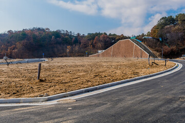 Landscape of new rural construction site.