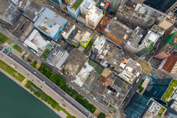 Top view of Hong Kong city