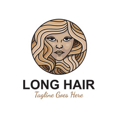 Beauty girl long Hair for salon or cosmetic product your business logo illustration premium vector template