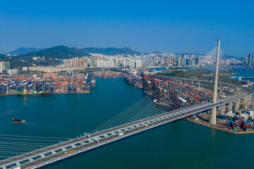  Drone fly over Hong Kong cargo terminal