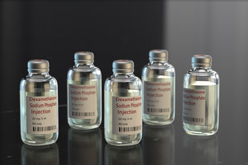 Dexamethasone - a breakthrough in the treatment of coronavirus Sars-cov-2. 3D illustration..