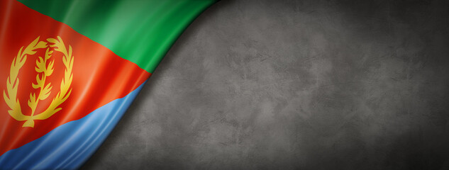 Eritrean flag on concrete wall banner