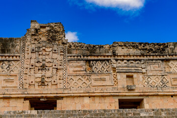 Fototapeta premium Building of The Nunnery, Uxmal, an ancient Maya city of the classical period. One of the most important archaeological sites of Maya culture. UNESCO World Heritage site