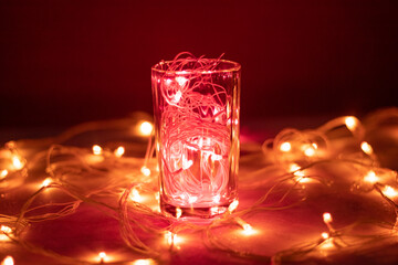 Christmas lights in glass with lights effect