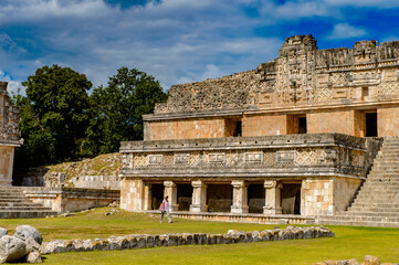 Fototapeta premium Building of The Nunnery, Uxmal, an ancient Maya city of the classical period. One of the most important archaeological sites of Maya culture. UNESCO World Heritage site