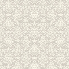  Seamless damask pattern in beige. Seamless victorian wallpaper. Vintage ornament for wallpaper, printing on the packaging paper, textiles