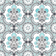 Vintage seamless pattern in Portugal style. Azulejo. Majolica pottery tile. original traditional Portuguese and Spain decor. Seamless floral pattern. Vector illustration