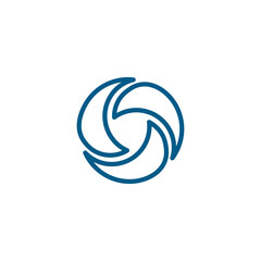 Shutter Line Blue Icon On White Background. Blue Flat Style Vector Illustration.