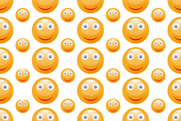 Emoji texture. Wrapping paper design, vector graphics.