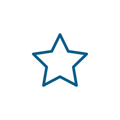 Star Line Blue Icon On White Background. Blue Flat Style Vector Illustration.