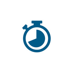 Stopwatch Blue Icon On White Background. Blue Flat Style Vector Illustration.