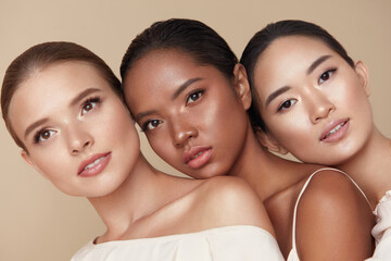 Diversity. Beauty Portrait Of Different Ethnicity Women. Multi-Ethnic Models Standing Together...