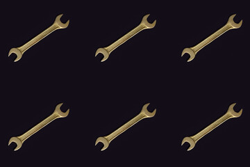 Texture pattern with wrench tools for industry and construction.