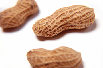 Close View of Peanuts against white background