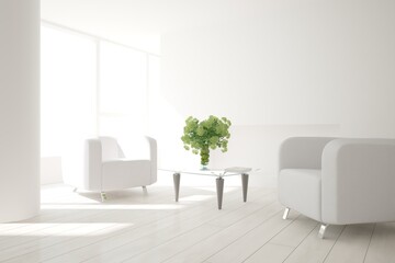 modern idea of office hall interior design. 3D illustration