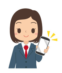 スマートフォンを持つ女子学生