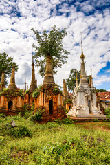 It's Shwe Indein Pagoda, a group of Buddhist pagodas in the village of Indein, near Ywama and Inlay Lake in Shan State, Burma