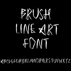 Modern brush line art lettering. Grunge handdrawn font. Vector illustration.
