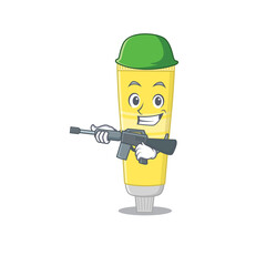 A charming army hair dye cartoon picture style having a machine gun