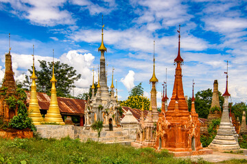 It's Shwe Indein Pagoda, a group of Buddhist pagodas in the village of Indein, near Ywama and Inlay Lake in Shan State, Burma