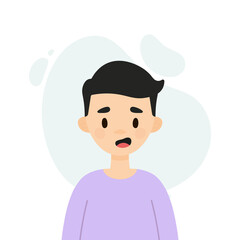 Happy boy on a white background.  Avatar of a young man talking.