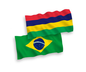 Flags of Brazil and Mauritius on a white background