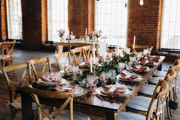 Beautiful wedding table decoration and setting