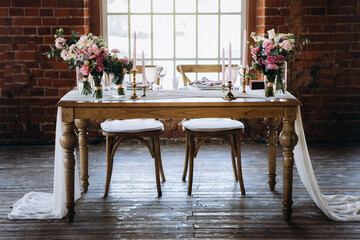 Beautiful wedding table decoration and setting