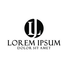 Initial letter JL or LJ logo template with circle and vintage font illustration in flat design monogram symbol