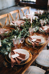 Beautiful wedding table decoration and setting