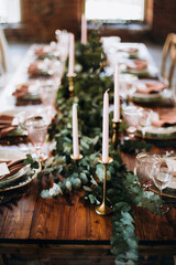 Beautiful wedding table decoration and setting