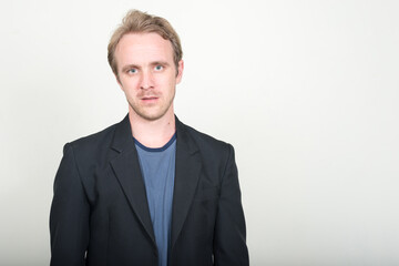 Face of handsome businessman with blond hair