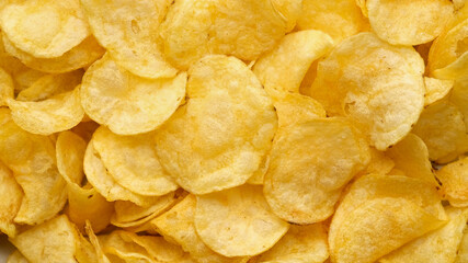 craft golden potato chips rotating close up