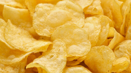craft golden potato chips rotating close up