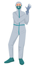 Medical worker or lab assistant, researcher in hazmat suit