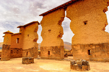 Raqchi, an Inca archaeological site in the Cusco region in Peru (Temple of Wiracocha)