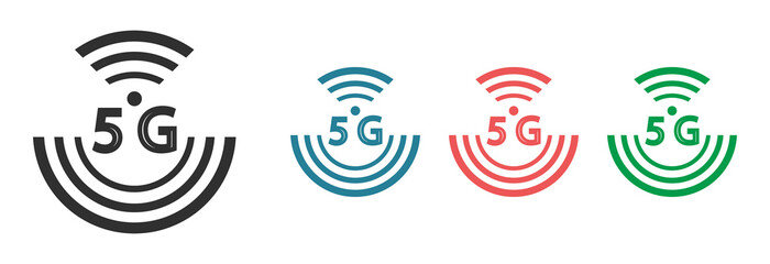 5G icon in different colors on a white background.