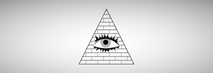 The pyramid and the eye that sees everything. Illustration on a light background.