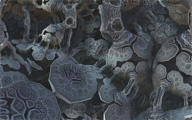 Abstract meditative color fractal background. 3d rendering