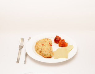 Delicious breakfast shot isolated against a white background. 