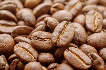 Roasted Coffee Beans. Close-up Shot.